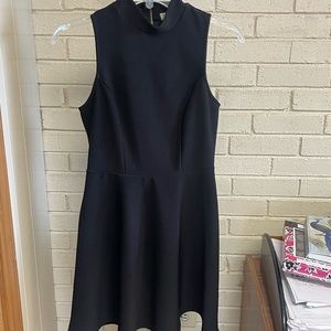 Monteau Black Mock Neck Fit & Flare Dress